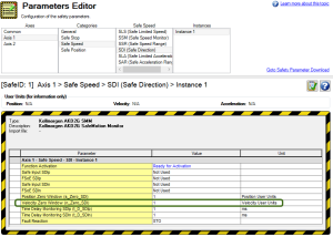 Parameters Editor with the Velocity Zero Window row circled